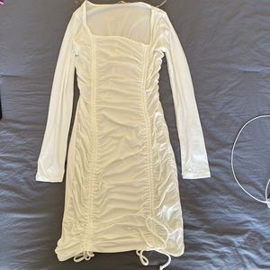 White scrunched dress